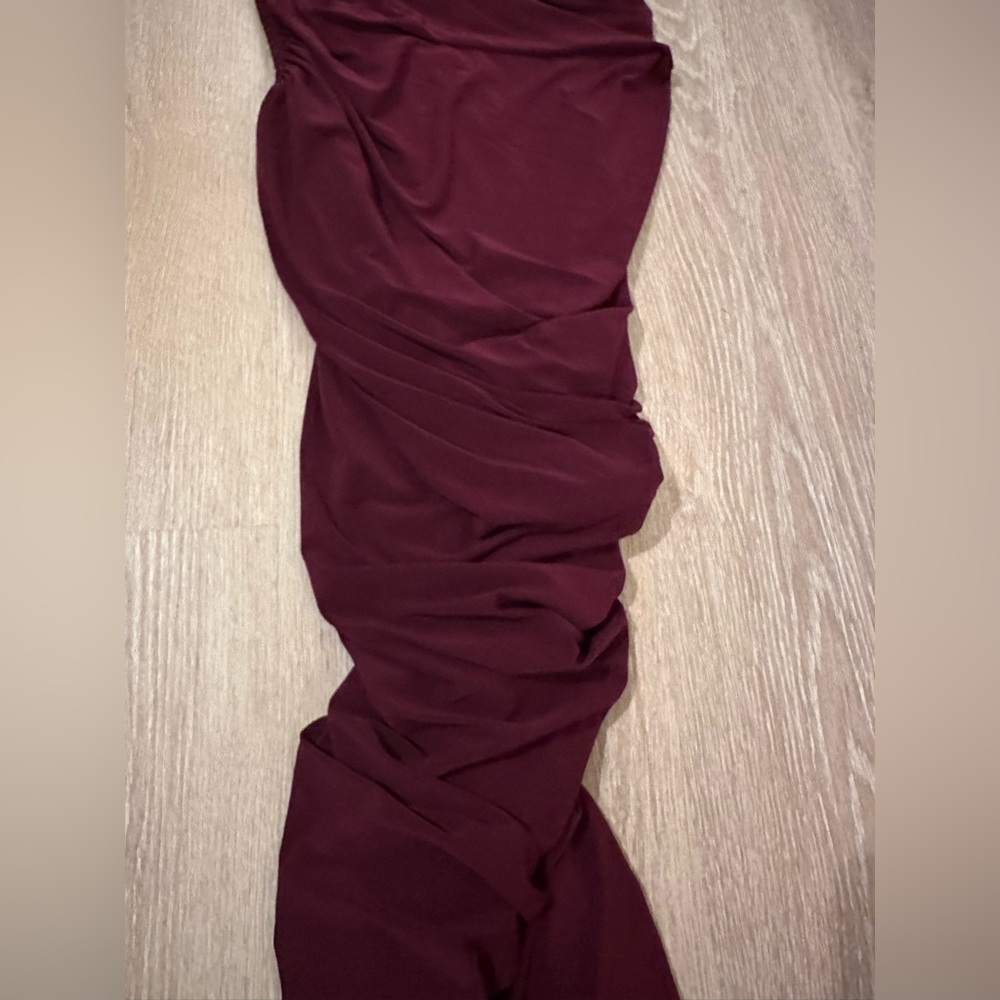 Norma Kamali One Shoulder Burgundy Dress - Picture 4 of 6